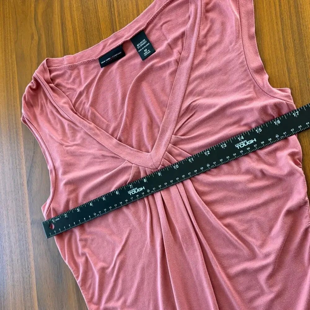 2000s New York & Company Ruched Draped Blouse Jersey Knit Soft Size Medium - Picture 6 of 7